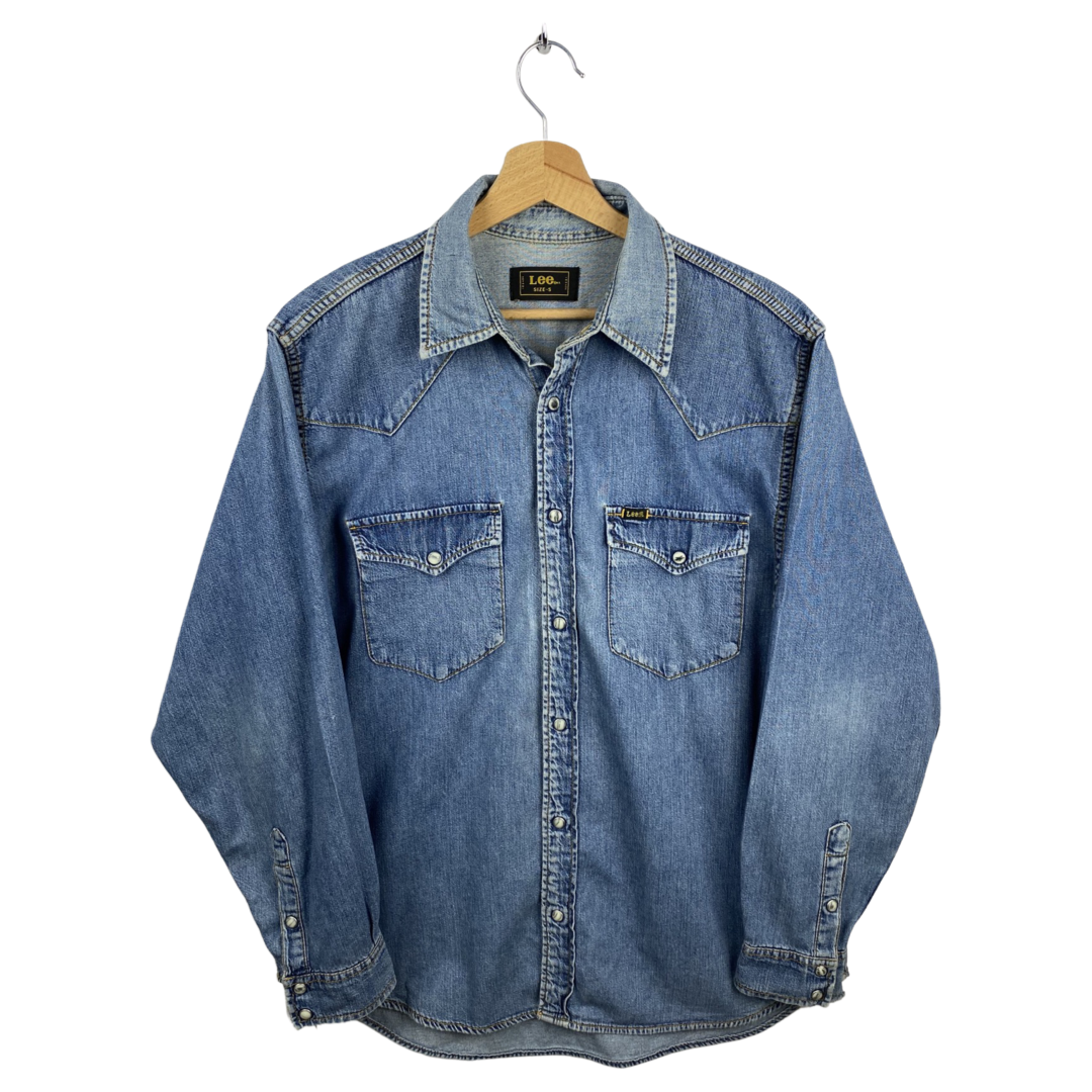 Lee Denim Shirts 1889 VTG Men's Blue Size S Slim Western Long Sleeves Pearl  Snap | eBay